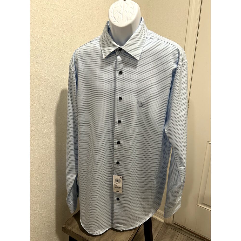Alfani Mens Slim Fit Shirt Blue White Neck 17-17.5 Sleeve 36/37 Button Up New